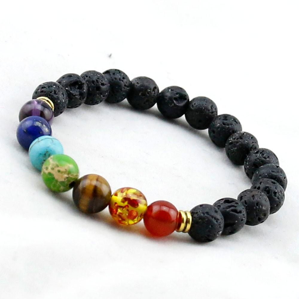 7 Chakra Himalayan Stone Bracelet for Healing | for Women & Men, 8mm Lava Rocks, 7 Chakra Bracelets, Yoga Beads Bracelet Bangle, Great Holiday Gift
