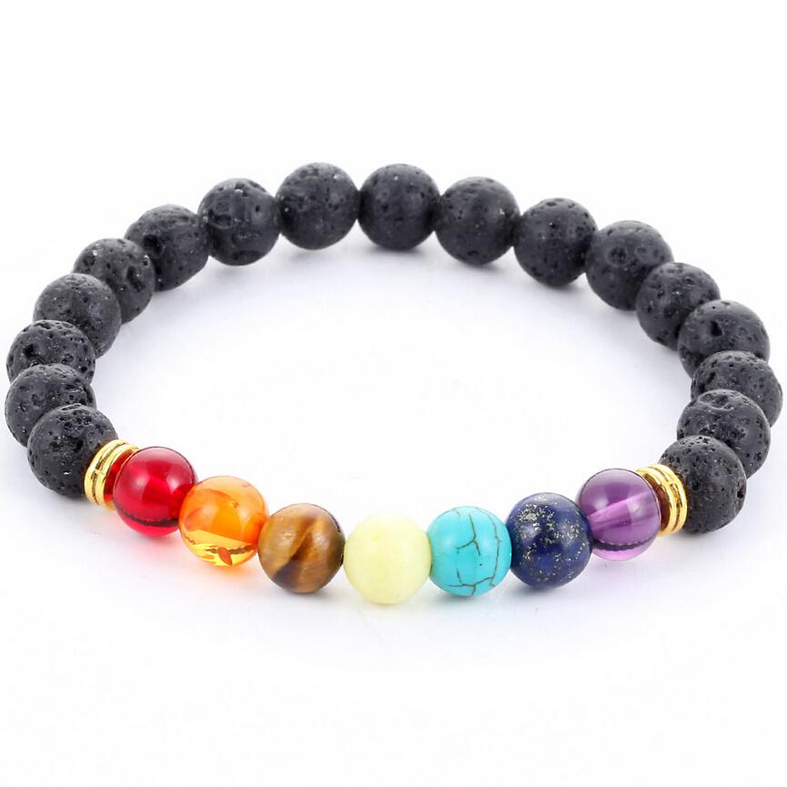 Chakra Bracelet, 7 Chakras Gemstone Jewellery, Black Lava Stone Beads, Yoga  Healing Balancing -  Canada