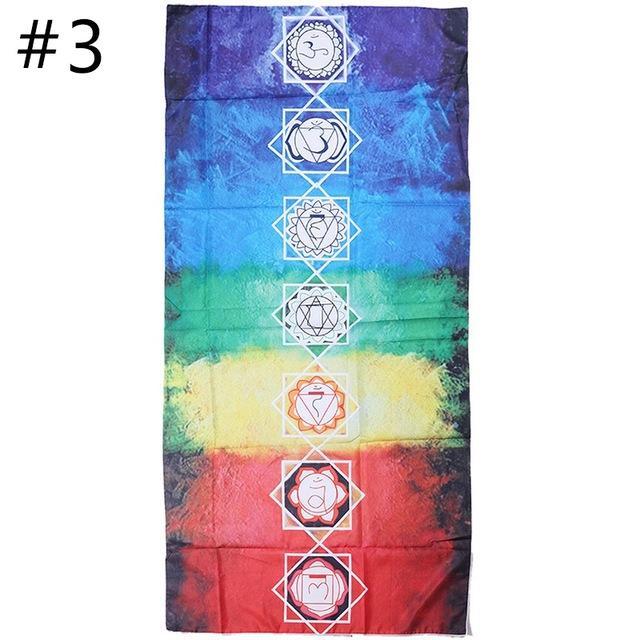 Rainbow 7 Chakra Mandala Bohemian Indian Design Mat/Tapestry - 6 Lynx -  Sound Healing